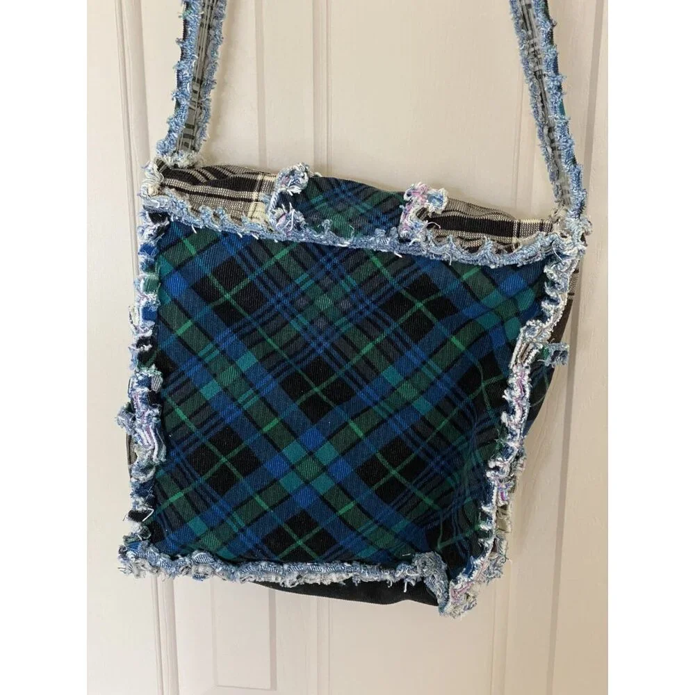 Boho Crossbody Shoulder Bag Purse Colorful Patchwork Green Blue Black - Picture 12 of 14